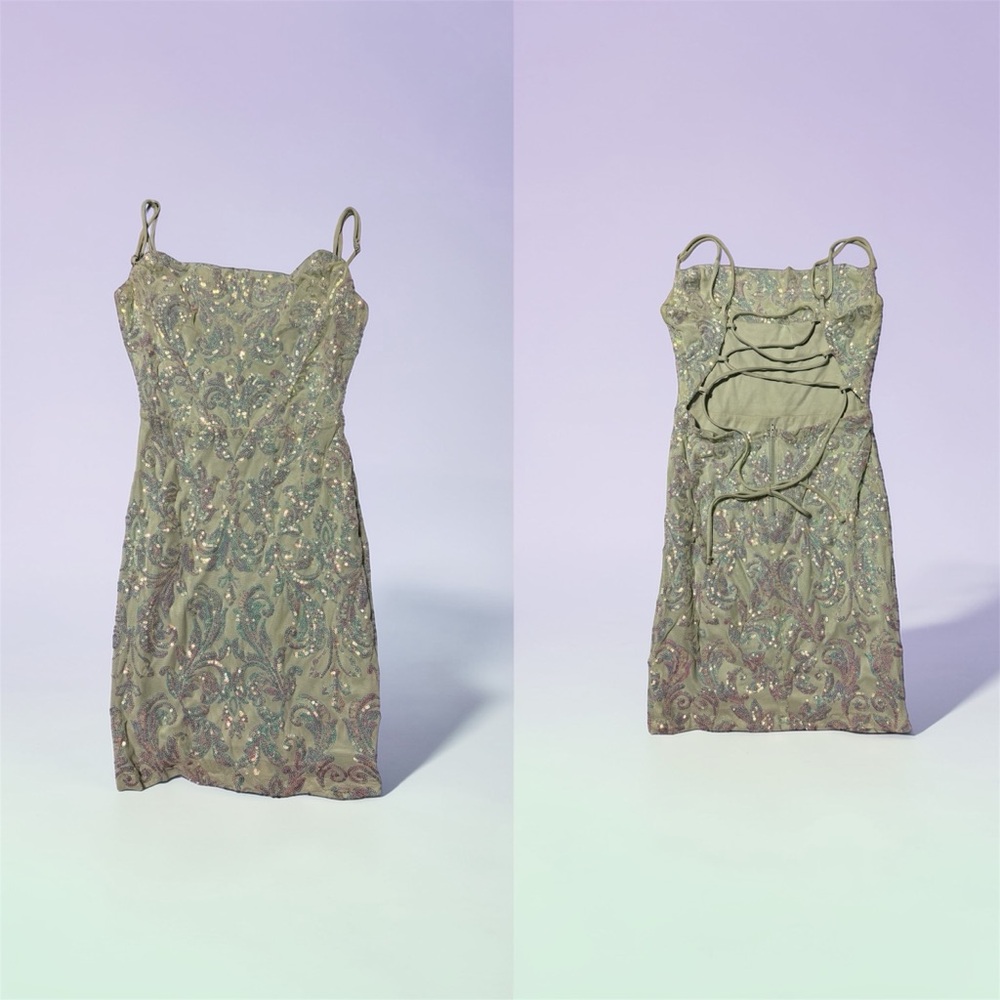 Windsor Adalyn Lace-Up Sequin Bodycon Mini Dress